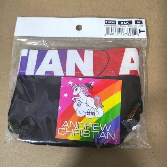 Andrew Christian Men's Almost Naked Cotton Pride Air Jock Brief Medium #J - Picture 3 of 4